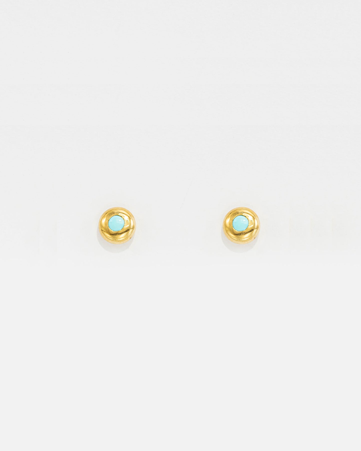 OURO Brincos Bola com Turquesa