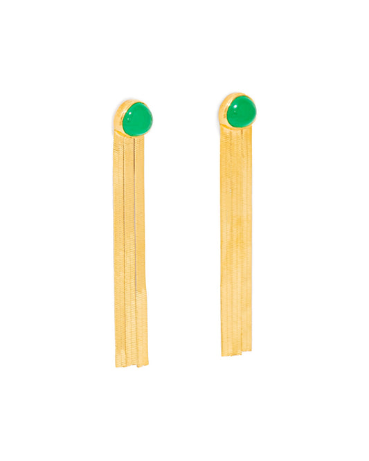 Brincos Fita com Ágata Verde