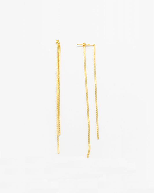OURO Brincos Fio Rato Compridos
