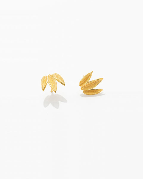 Three Olive Leaves Mini Earrings