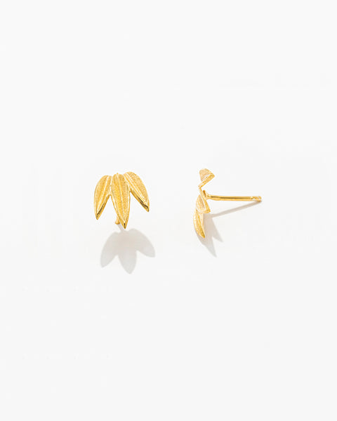 Three Olive Leaves Mini Earrings