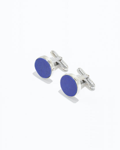 Round Cufflinks with Lapis Lazuli