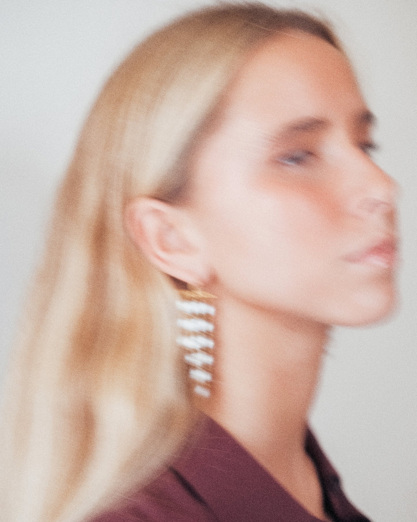 Pearl Earrings in a Ladder Pattern