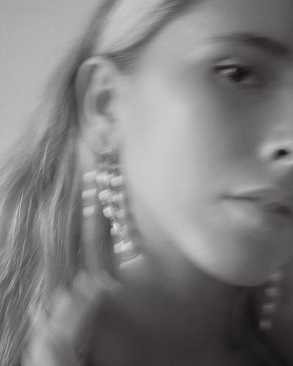 Pearl Earrings in a Ladder Pattern