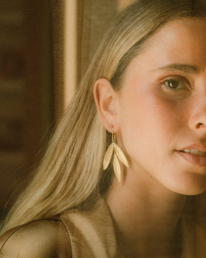 Three Olive Leaf Earrings