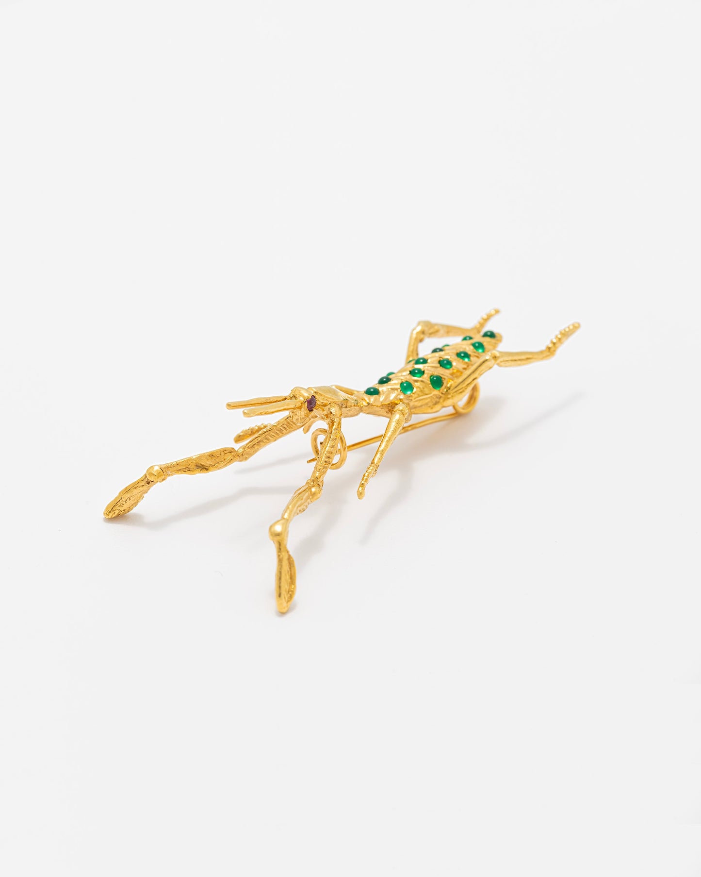 Alfinete Louva a Deus com Ónix Verde