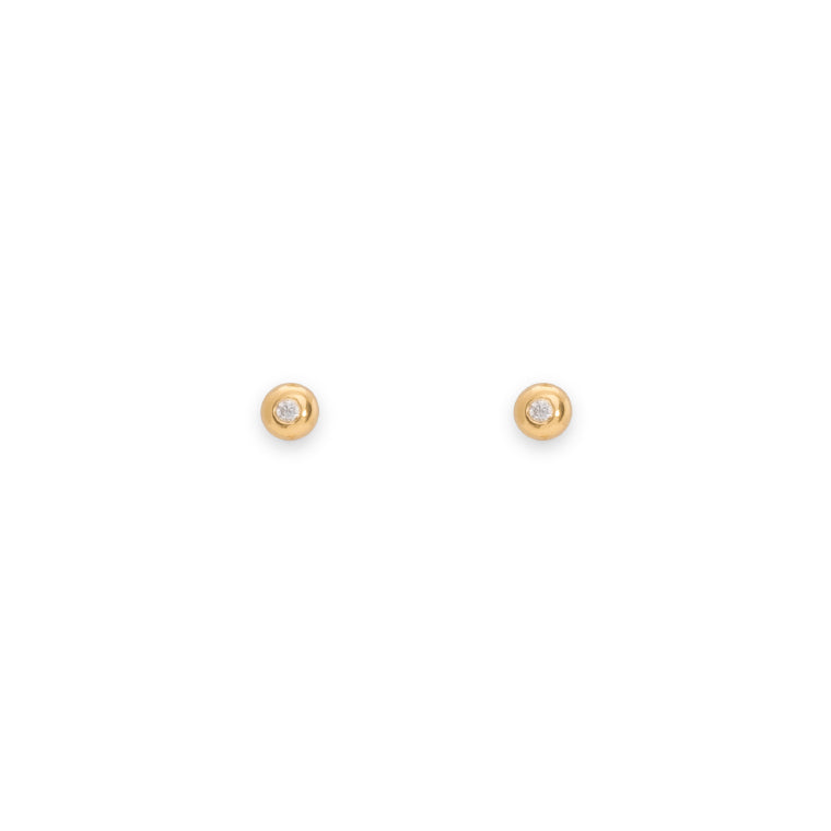 GOLD Ball Earrings with Diamond