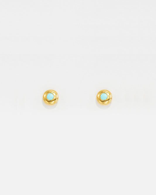 OURO Brincos Bola com Turquesa