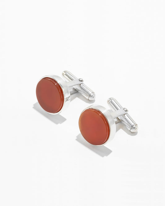 Round Cufflinks with Carnelian