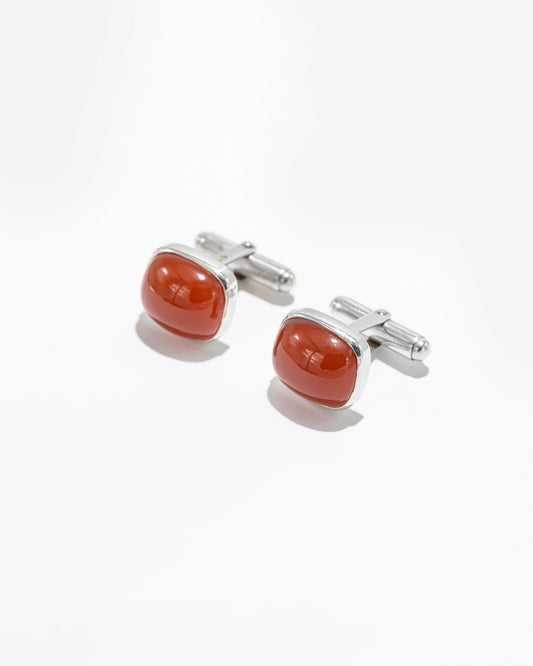 Square Cufflinks with Carnelian