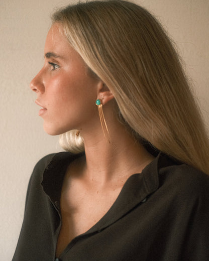 Brincos Fita com Ágata Verde