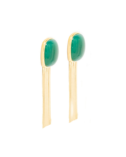 Ribbon Earrings with Square Stone