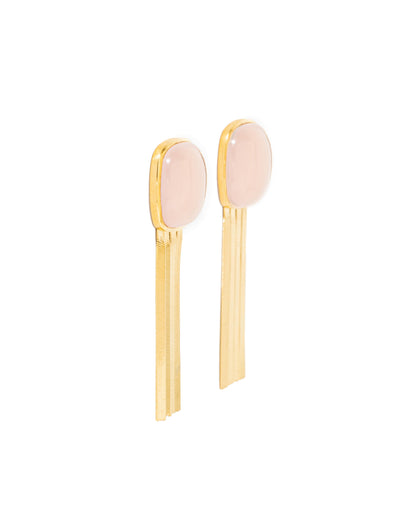 Ribbon Earrings with Square Stone