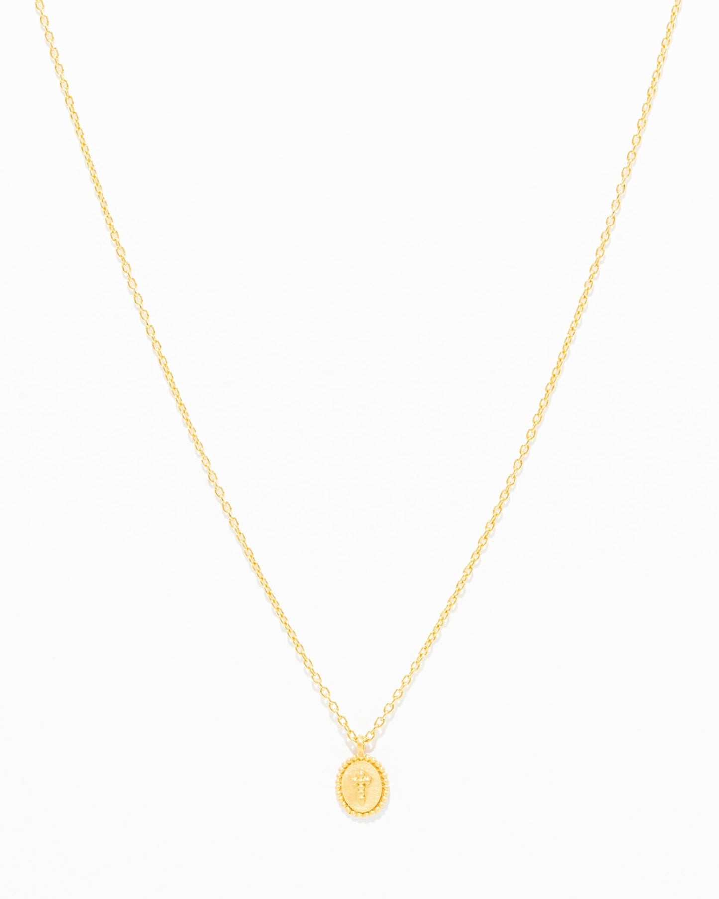 OURO Colar Medalha Cruz Bolinhas