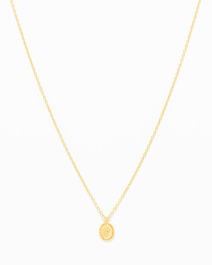 OURO Colar Medalha Cruz Bolinhas