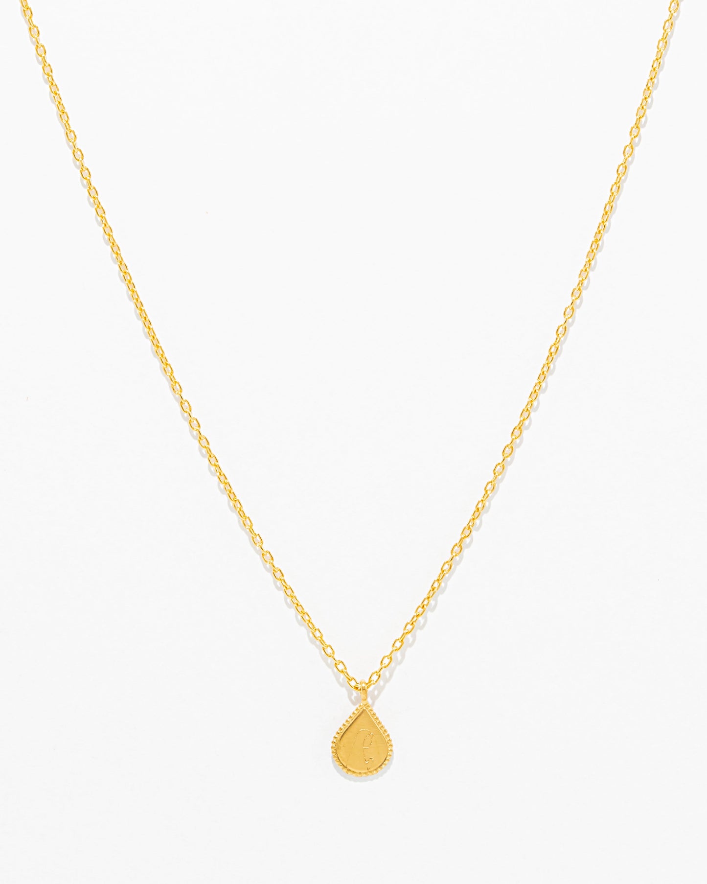 Gold Necklace with Our Lady Engraved Pendant