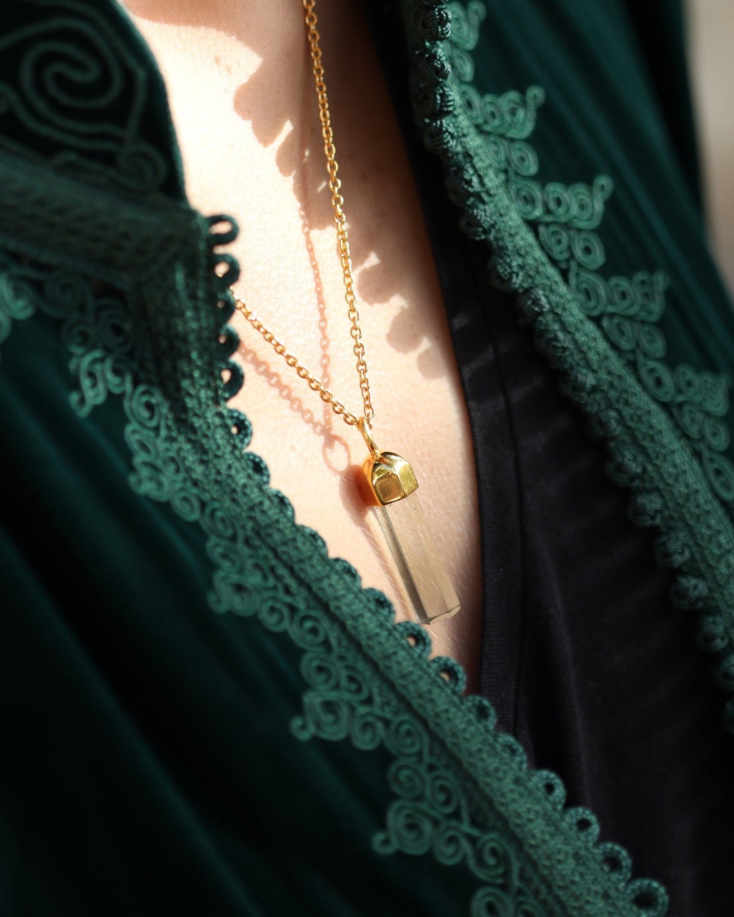 Colar Praseolite Hexagonal