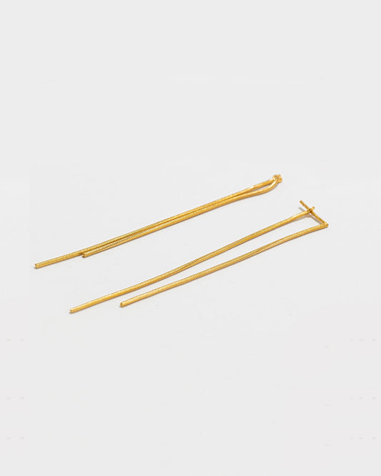 OURO Brincos Fio Rato Compridos
