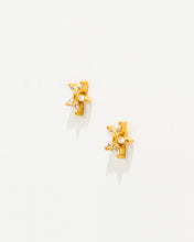 Load image into Gallery viewer, GOLD Flower Earrings with Zirconias
