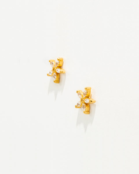 GOLD Flower Earrings with Zirconias