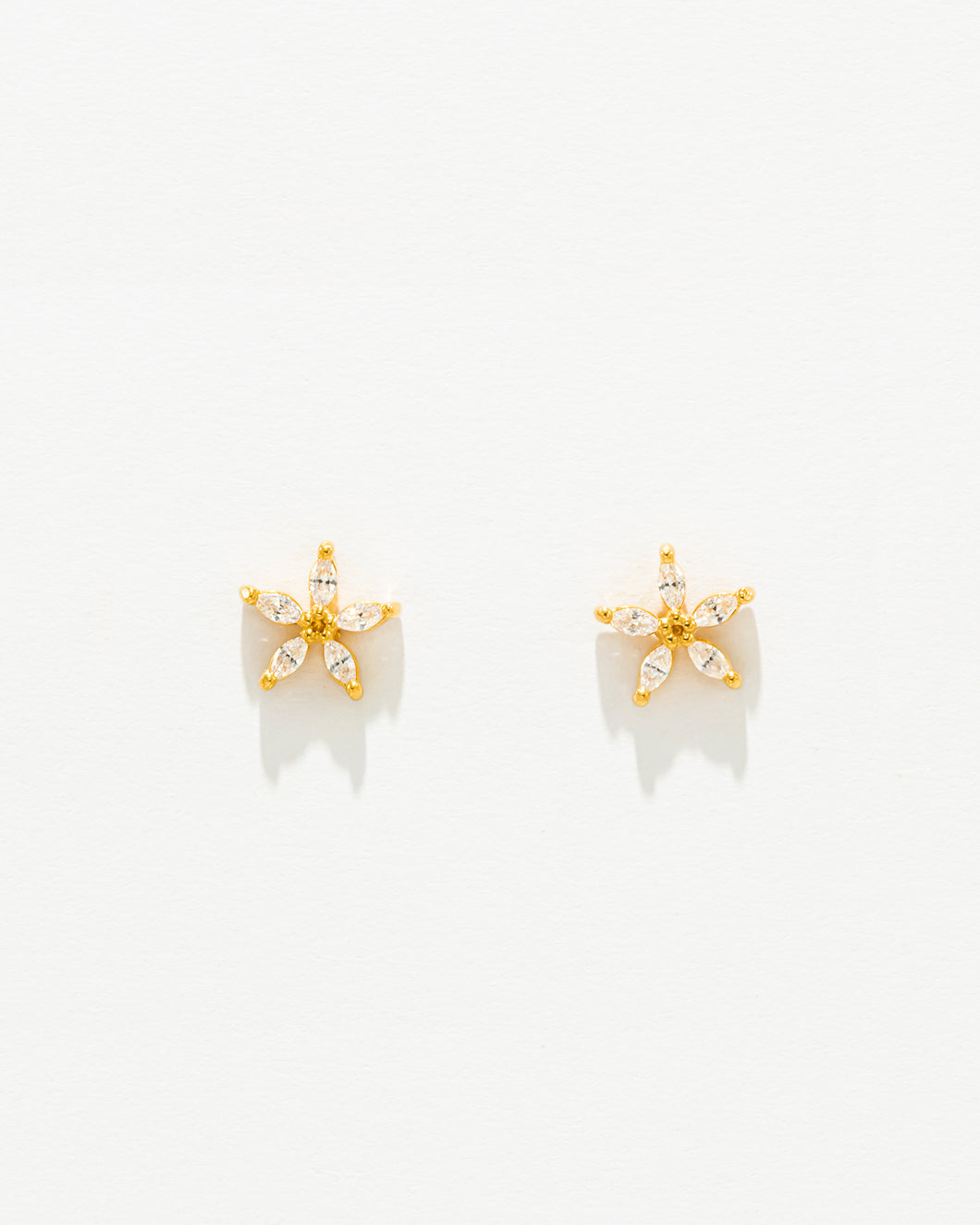 GOLD Flower Earrings with Zirconias