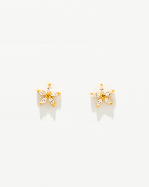 GOLD Flower Earrings with Zirconias